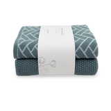 Kitchen Towel Duos - Sea Foam Herringbone