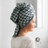 Hair Towel Mini - Seafoam Chequer [SECOND]