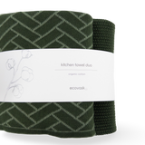 Kitchen Towel Duos - Forest Herringbone