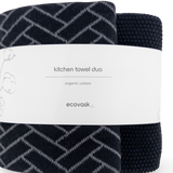 Kitchen Towel Duos - Raven Herringbone