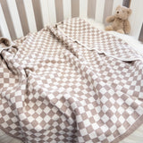 Cot and Buggy Blanket with Teether - Cashew Chequer+