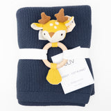 Cot and Buggy Blanket with Teether - Solid Navy