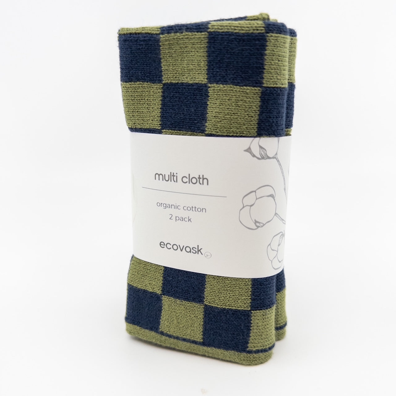 Multi Cloth 2pk - Navy Pistachio Chequer – Ecovask