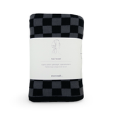 Hair Towel Mini - Raven Graphite Chequer