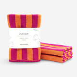 Multi Cloth 2pk - Mandarin | Raspberry Stripe