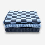 Dishcloth Variety 3pk - Cornflower Navy Chequer