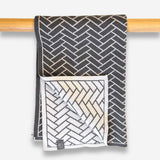 The Ultimate Tea Towel - Graphite Lunar Herringbone