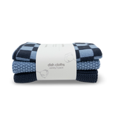 Dishcloth Variety 3pk - Cornflower Navy Chequer