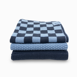 Dishcloth Variety 3pk - Cornflower Navy Chequer