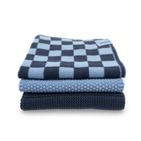 Dishcloth Variety 3pk - Cornflower Navy Chequer
