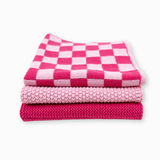 Dishcloth Variety 3pk - Raspberry Sherbet Chequer