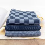 Dishcloth Variety 3pk - Navy Denim Chequer