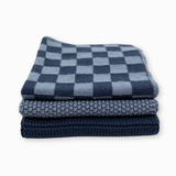 Dishcloth Variety 3pk - Navy Denim Chequer