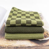 Dishcloth Variety 3pk - Olive Pistachio Chequer
