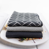 Happy Sinks Dishcloth Holder + Variety 3pk - Graphite Herringbone