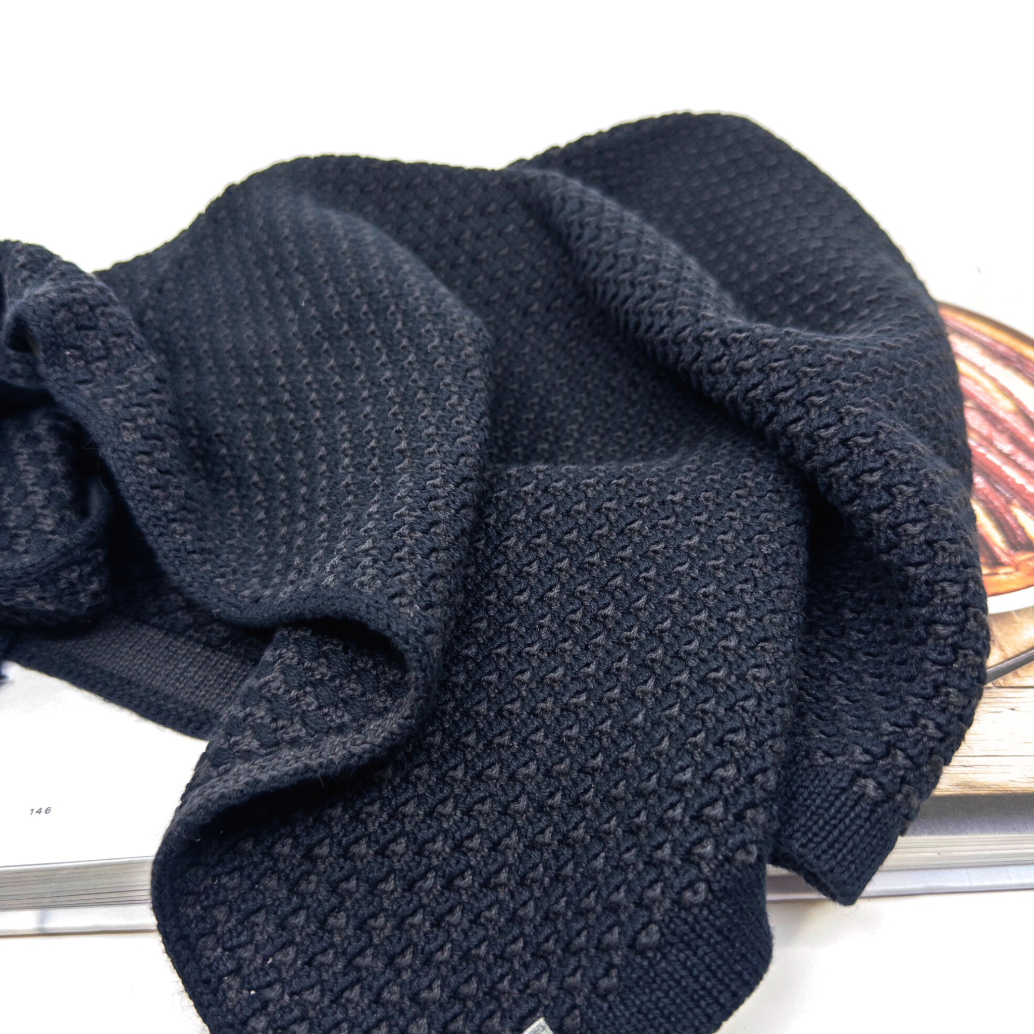 Ecovask Organic Cotton Black & Grey textured hand towel