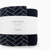 Kitchen Towel Duos - Raven Herringbone