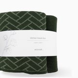 Kitchen Towel Duos - Forest Herringbone