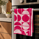 The Ultimate Tea Towel - Raspberry | Sherbet Geometric