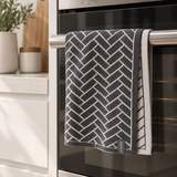 The Ultimate Tea Towel - Graphite Lunar Herringbone